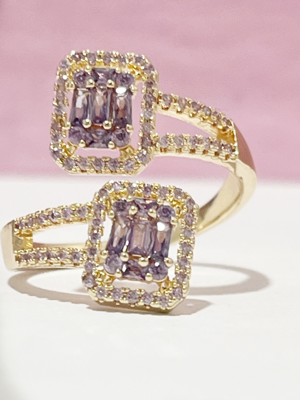 Elegant Adjustable Lavender Ring